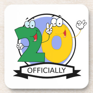 Officially 20 Birthday Banner Coaster