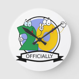 Officially 20 Birthday Banner Round Clock