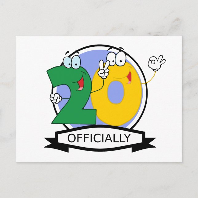 Officially 20 Birthday Logo Postcard (Front)
