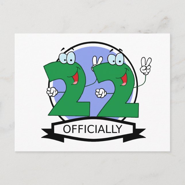 Officially 22 Birthday Logo Postcard (Front)