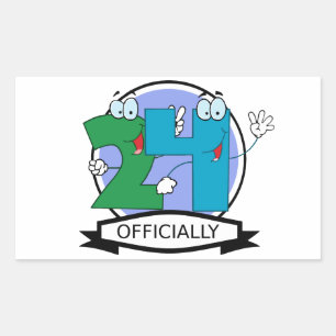 Officially 24 Birthday Logo Rectangular Sticker