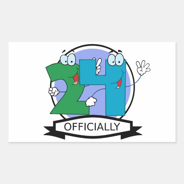 Officially 24 Birthday Logo Rectangular Sticker (Front)