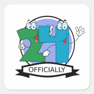 Officially 24 Birthday Logo Square Sticker