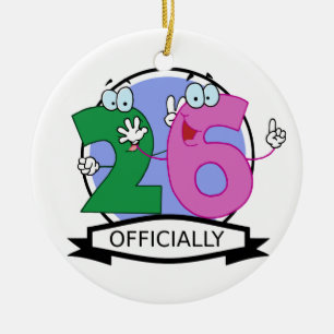 Officially 26 Birthday Banner Ceramic Tree Decoration