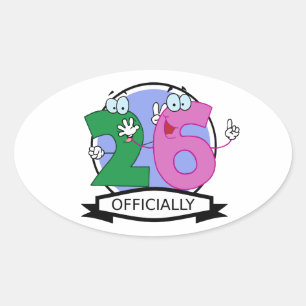 Officially 26 Birthday Logo Oval Sticker