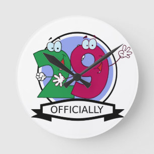 Officially 29 Birthday Banner Round Clock