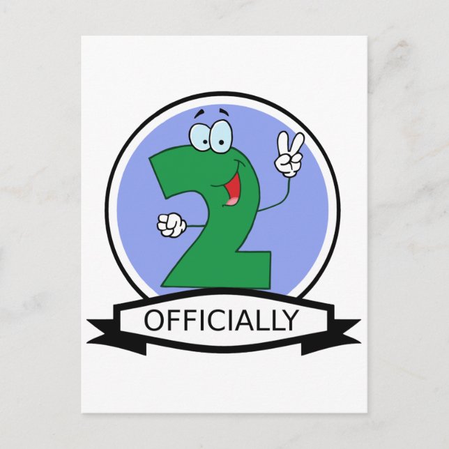 Officially 2 Birthday Banner Postcard (Front)