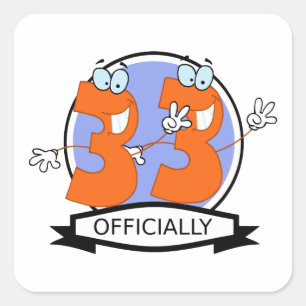 Officially 33 Birthday Logo Square Sticker
