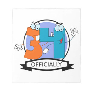 Officially 34 Birthday Logo Notepad
