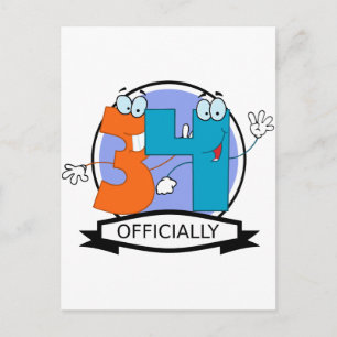 Officially 34 Birthday Logo Postcard