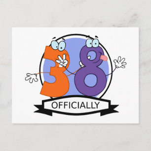 Officially 38 Birthday Banner Postcard
