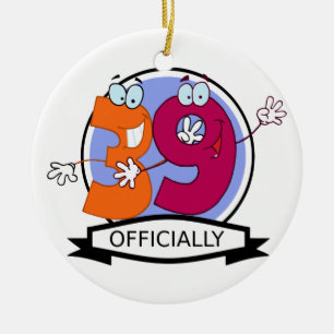 Officially 39 Birthday Banner Ceramic Tree Decoration