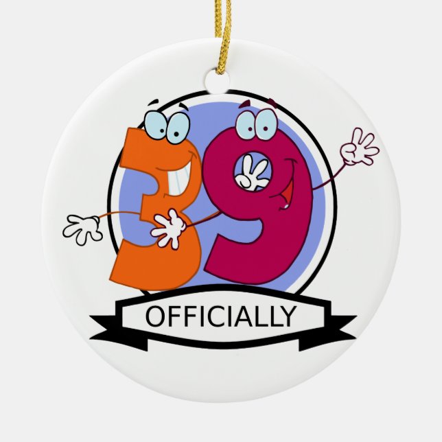 Officially 39 Birthday Logo Ceramic Tree Decoration (Front)