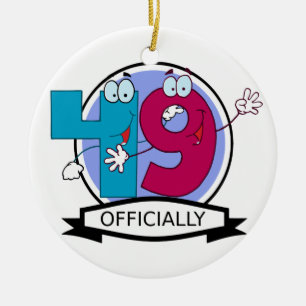 Officially 49 Birthday Banner Ceramic Tree Decoration