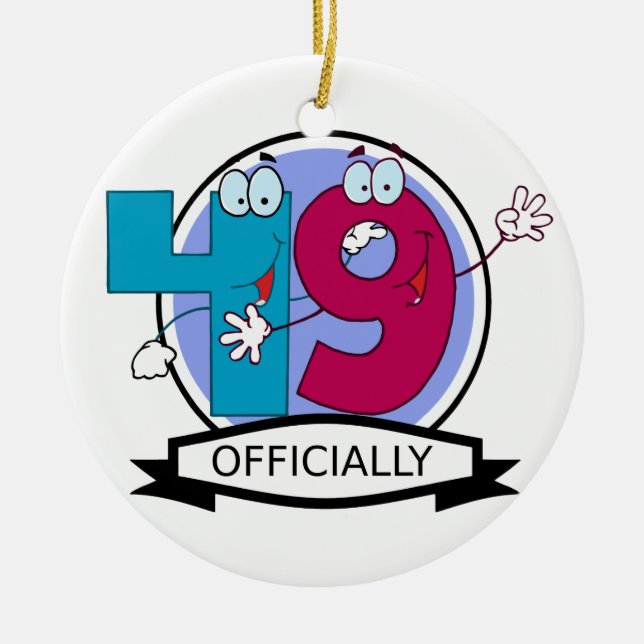 Officially 49 Birthday Banner Ceramic Tree Decoration (Front)