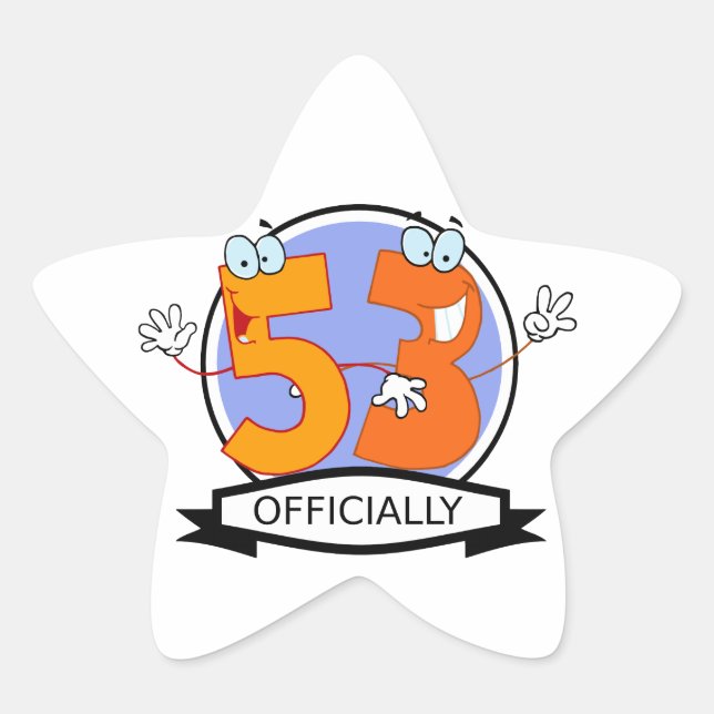 Officially 53 Birthday Banner Star Sticker (Front)