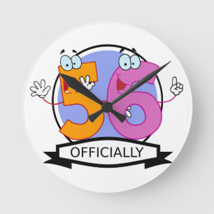 Officially 56 Birthday Logo Round Clock