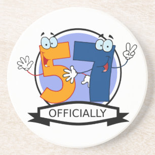 Officially 57 Birthday Banner Coaster