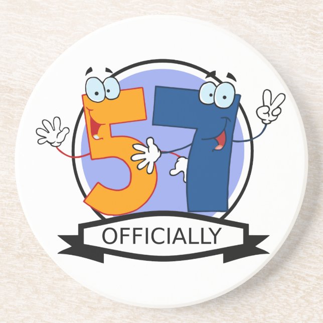 Officially 57 Birthday Banner Coaster (Front)