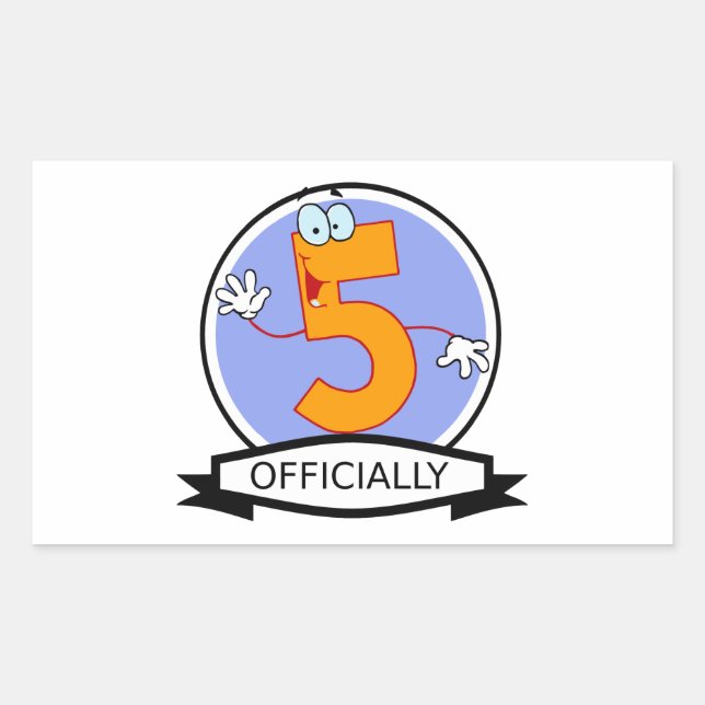 Officially 5 Birthday Banner Rectangular Sticker (Front)