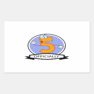 Officially 5 Birthday Banner Rectangular Sticker