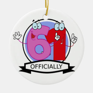 Officially 61 Birthday Banner Ceramic Ornament
