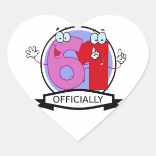 Officially 61 Birthday Banner Heart Sticker