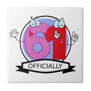 Officially 61 Birthday Banner Tile