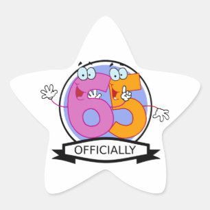 Officially 65 Birthday Banner Star Sticker