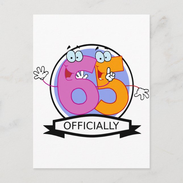 Officially 65 Birthday Logo Postcard (Front)