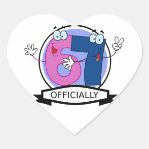 Officially 67 Birthday Banner Heart Sticker
