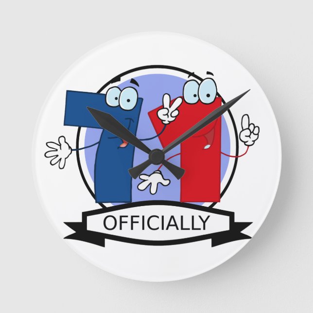 Officially 71 Birthday Logo Round Clock (Front)