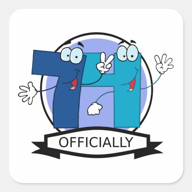 Officially 74 Birthday Logo Square Sticker (Front)