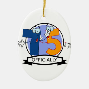 Officially 75 Birthday Banner Ceramic Tree Decoration