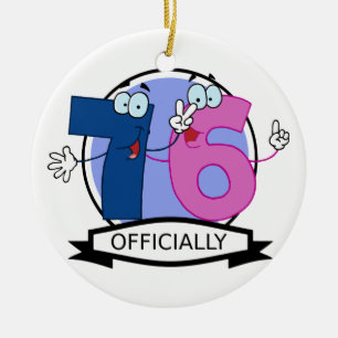Officially 76 Birthday Banner Ceramic Tree Decoration