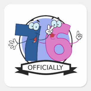 Officially 76 Birthday Banner Square Sticker