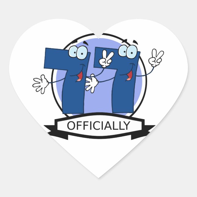 Officially 77 Birthday Banner Heart Sticker (Front)