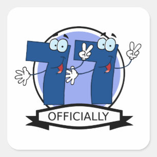 Officially 77 Birthday Banner Square Sticker
