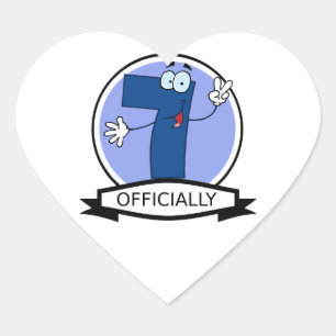 Officially 7 Birthday Banner Heart Sticker
