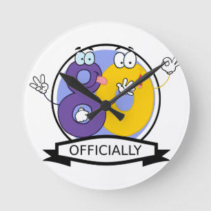 Officially 80 Birthday Banner Round Clock