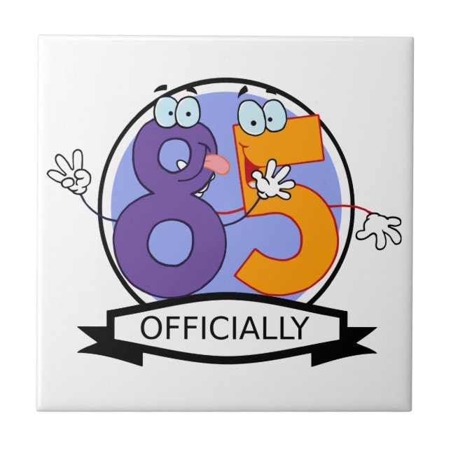 Officially 85 Birthday Banner Ceramic Tile (Front)