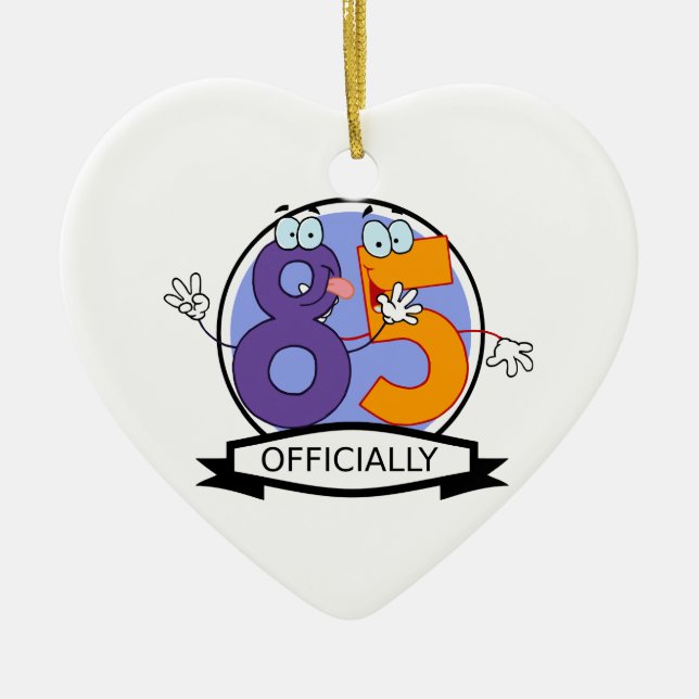 Officially 85 Birthday Banner Ceramic Tree Decoration (Front)