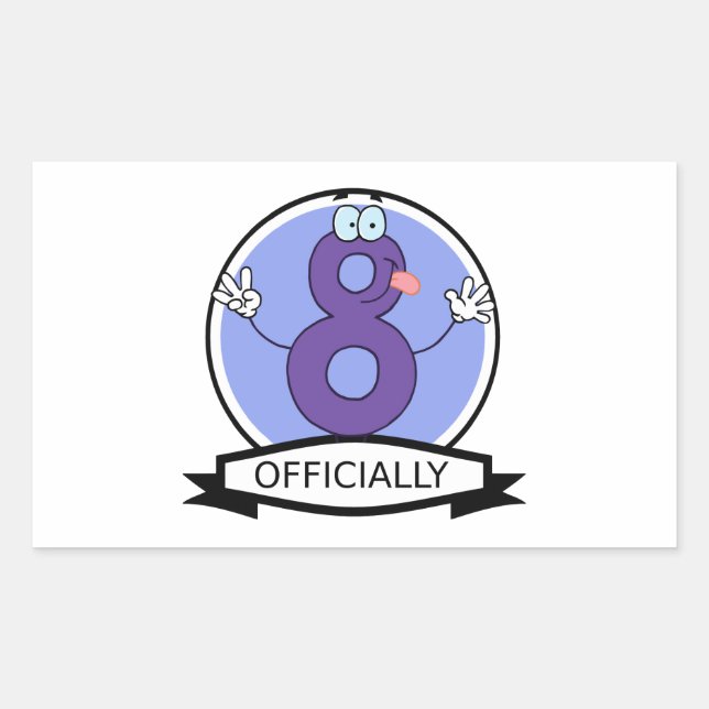 Officially 8 Birthday Banner Rectangular Sticker (Front)