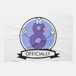 Officially 8 Birthday Banner Tea Towel