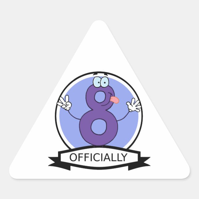 Officially 8 Birthday Banner Triangle Sticker (Front)