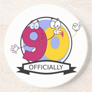 Officially 90 Birthday Banner Coaster