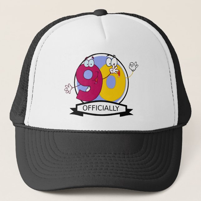Officially 90 Birthday Banner Trucker Hat (Front)