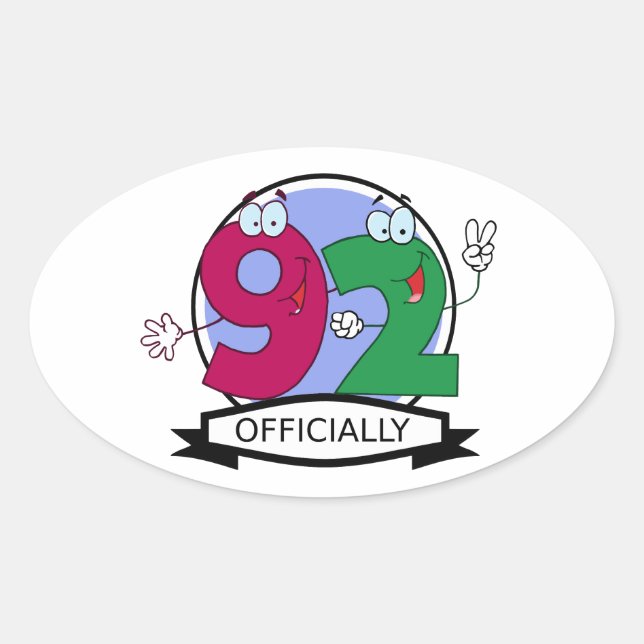 Officially 92 Birthday Logo Oval Sticker (Front)