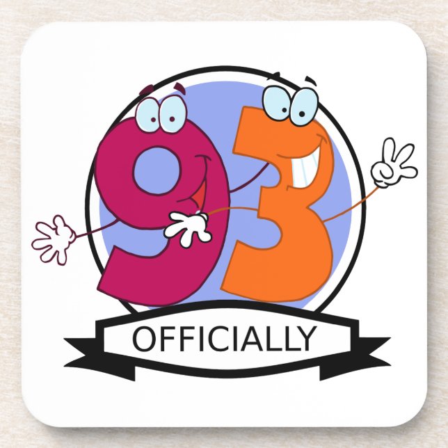 Officially 93 Birthday Banner Coaster (Front)