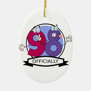 Officially 98 Birthday Banner. Ceramic Ornament